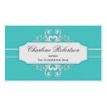 Vintage Teal White Swirls Business Card Templates
