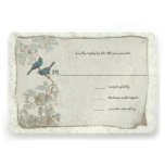 Vintage Teall Birds Damask Wedding RSVP Custom Invitations