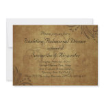 Vintage Teastain Swirl Wedding Rehearsal Dinner Announcement