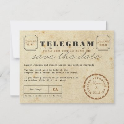 Save  Date Announcements on Vintage Telegram Save The Date Announcements By Letterboxink