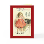 Vintage Telephone Girl Christmas Greeting Card
