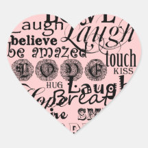 Vintage Text Life Advice Apparel and Gifts Heart Sticker