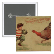 Vintage Thanksgiving Football and Turkey Pins