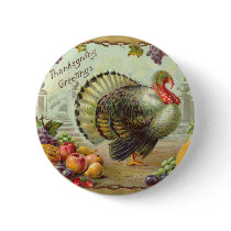 Vintage Thanksgiving Greetings Round Button