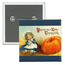 Vintage Thanksgiving Square Button