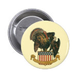 Vintage Thanksgiving Turkey, Eagle, Amercan Flag Pinback Buttons