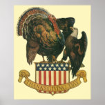Vintage Thanksgiving Turkey, Eagle, Amercan Flag Posters