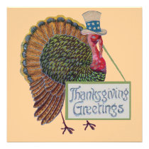 Vintage Thanksgiving Turkey Invitations invitations