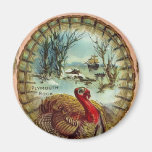Vintage Thanksgiving Turkey Round Magnet