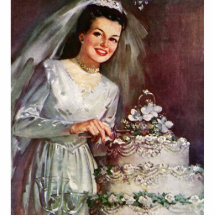 Vintage The Beautiful Bride and Her Wedding Cake Photo Sculpture