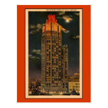 Vintage The Tribune Tower By Night Chicago Post Cards