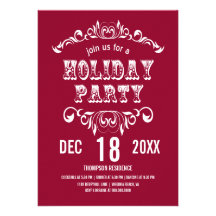 Vintage Theatre Bill Holiday Party Invite-cranberr