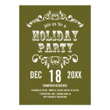 Vintage Theatre Bill Holiday Party Invite-olive