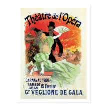 Vintage Theatre Opera Carnival 1896 Post Card