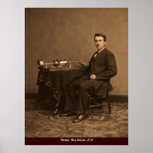 vintage Thomas Edison and phonograph Print