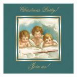 Vintage three cute praying angels invitation