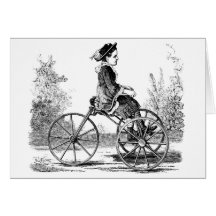 Vintage Three Wheel Bicycle Trike Greeting Cards