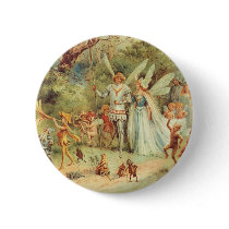 Vintage Thumbelina and Prince Wedding in Forest Pinback Button