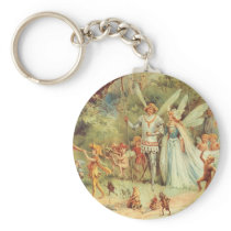 Vintage Thumbelina and Prince Wedding in Forest Key Chains