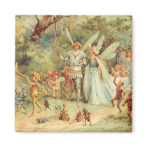 Vintage Thumbelina and Prince Wedding in Forest Fridge Magnets