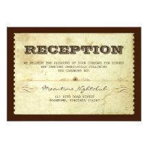 vintage ticket wedding reception design announcement