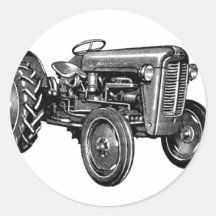 Vintage Tractor Round Sticker