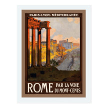 Vintage train ad Paris Lyon Mediterranée to Rome Post Card