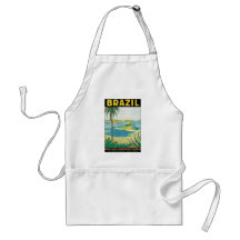 Vintage Travel Beach Coast, Rio de Janeiro Brazil Aprons