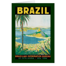 Vintage Travel Beach Coast, Rio de Janeiro Brazil Cards