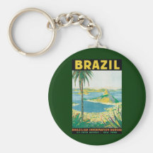 Vintage Travel Beach Coast, Rio de Janeiro Brazil Key Chain