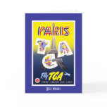 Vintage Travel Card Paris France Airlines Europe