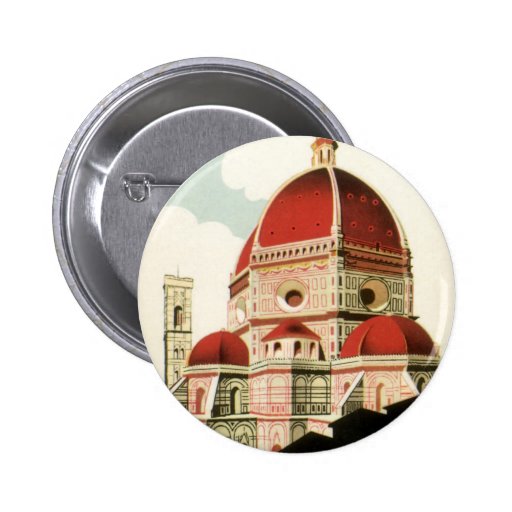 Vintage Travel Florence Firenze Italy Church Duomo Pinback Buttons