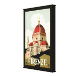 Vintage Travel Florence Firenze Italy Church Duomo Gallery Wrapped Canvas