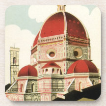 Vintage Travel Florence Firenze Italy Church Duomo Drink Coasters