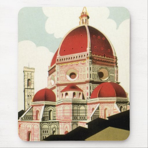 Vintage Travel Florence Firenze Italy Church Duomo Mouse Pad