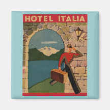 Vintage Travel - Hotel Italia Fridge Magnet