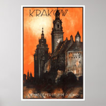 Vintage travel,Krakow Poster