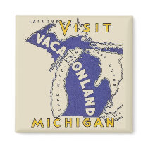 Vintage Travel - Michigan Vacationland Fridge Magnets