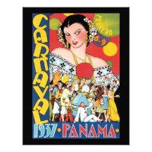 Vintage Travel Panama Carnival Woman Party Invitation