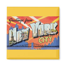 Vintage Travel Postcard, Greetings from New York! Fridge Magnet