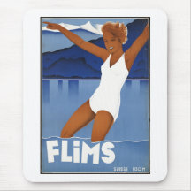 Vintage Travel Poster Ad Retro Prints Mouse Pad
