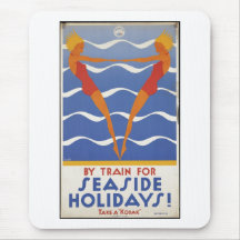 Vintage Travel Poster Ad Retro Prints Mouse Pad