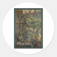 Vintage Travel Poster Ad Retro Prints Round Sticker