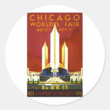 Vintage Travel Poster Ad Retro Prints Round Sticker