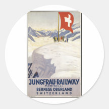 Vintage Travel Poster Ad Retro Prints Round Sticker