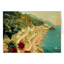 Vintage Travel Poster, Amalfi Coastline, Italy Greeting Card