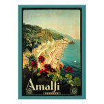 Vintage Travel Poster, Amalfi Coastline, Italy Custom Invite