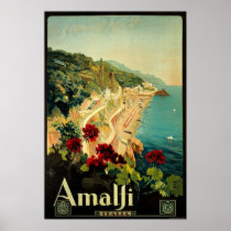 Vintage Travel Poster, Amalfi, Italy