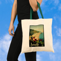 Vintage Travel Poster, Amalfi, Italy Tote Bags