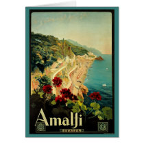 Vintage Travel Poster, Amalfi, Italy Card
